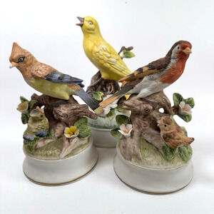Vintage Music Boxes, Figurine, set of 3, Porcelain, Birds Animal READ